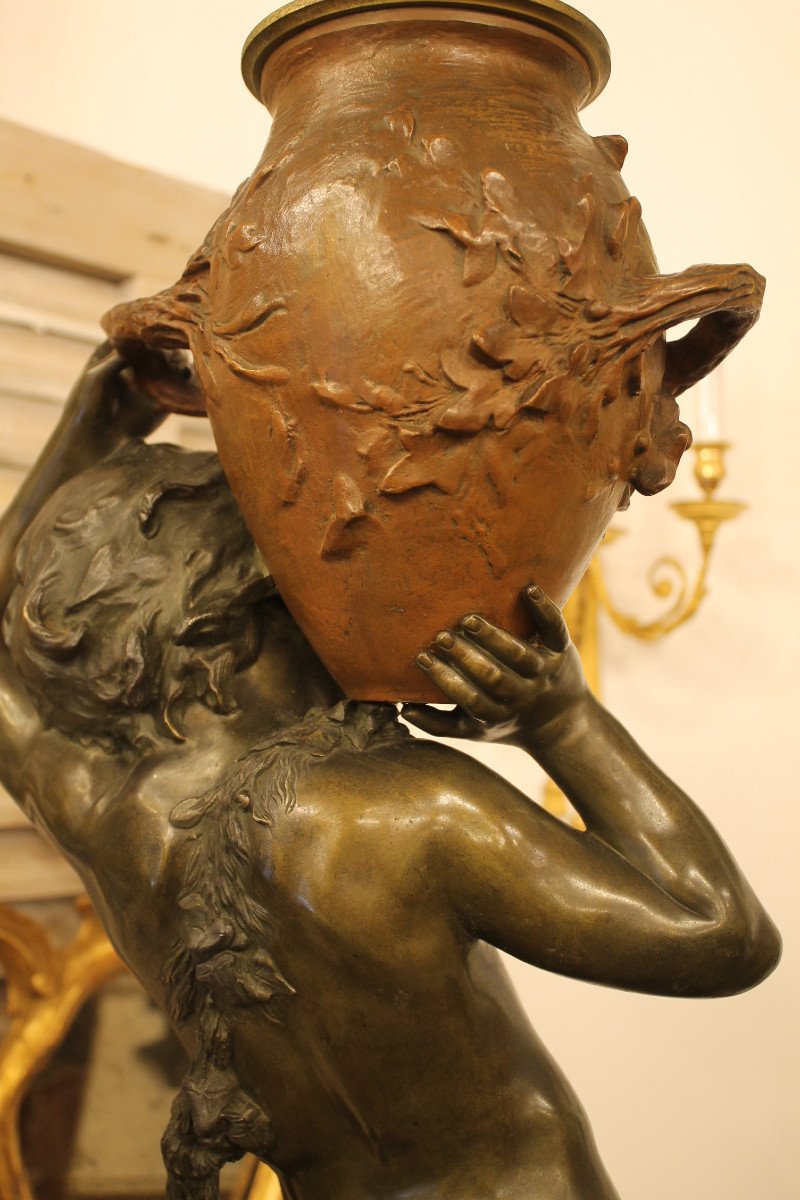 Auguste Moreau (1834-1917) - Enfant à La Jarre , Grande Sculpture En Bronze-photo-3