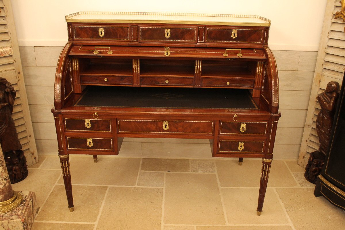 Cylinder Desk Attributed To Fidelys Schey, Louis XVI Period-photo-4