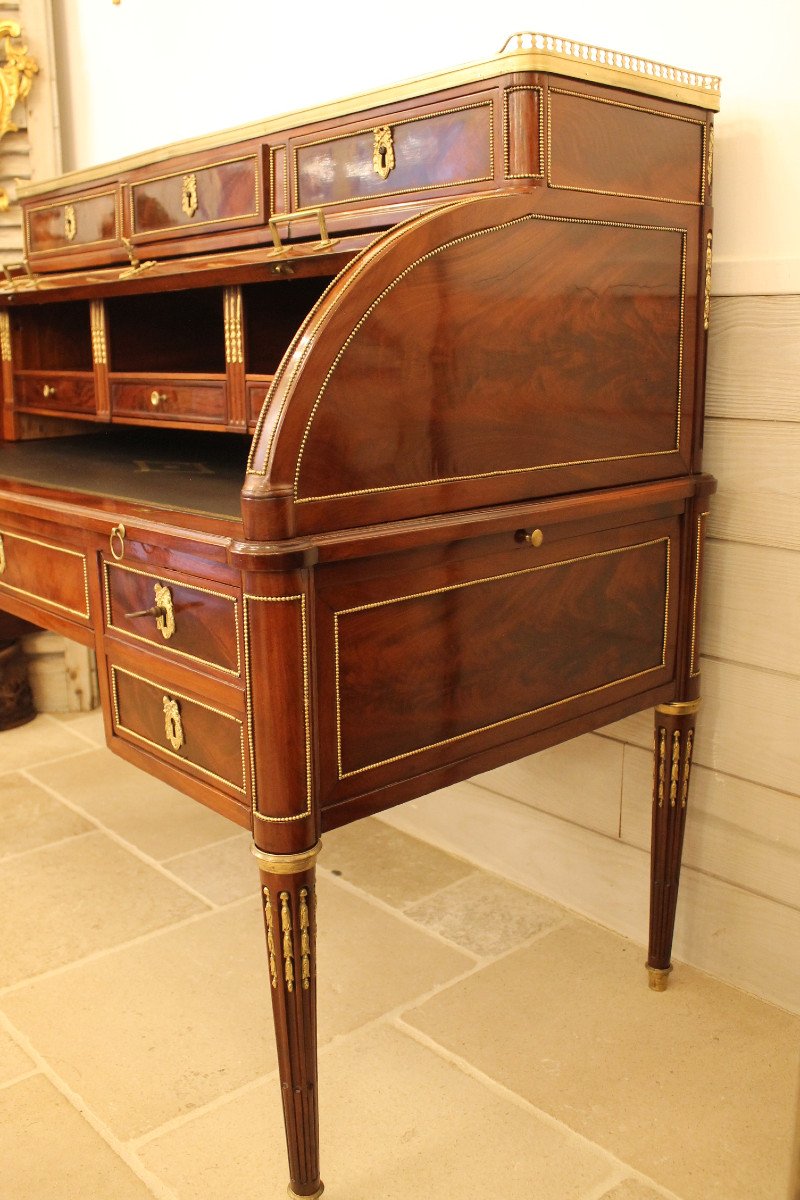 Cylinder Desk Attributed To Fidelys Schey, Louis XVI Period-photo-2