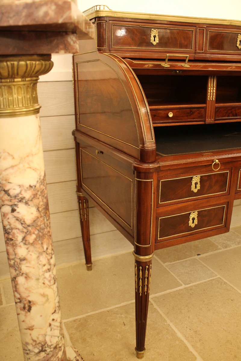 Cylinder Desk Attributed To Fidelys Schey, Louis XVI Period-photo-3