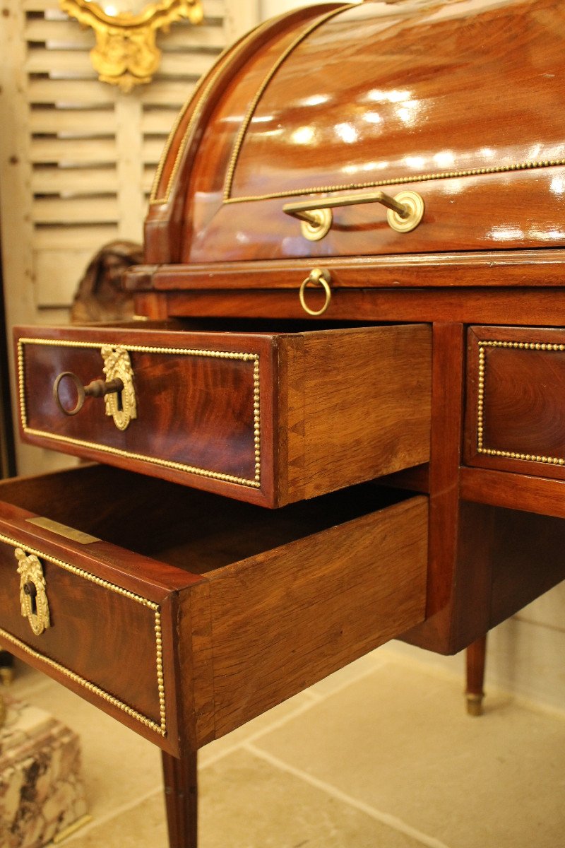 Cylinder Desk Attributed To Fidelys Schey, Louis XVI Period-photo-6