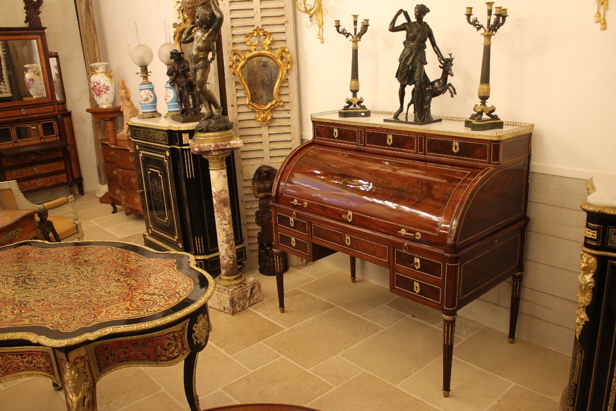 Cylinder Desk Attributed To Fidelys Schey, Louis XVI Period-photo-8