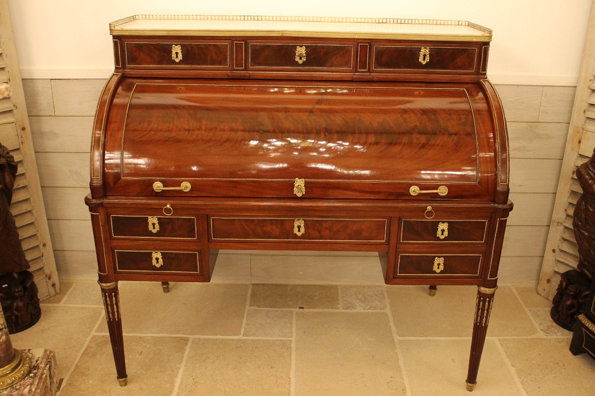 Cylinder Desk Attributed To Fidelys Schey, Louis XVI Period