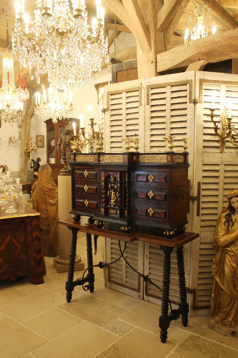 Travel Cabinet And Its Base, 17th Century Spanish Work-photo-8