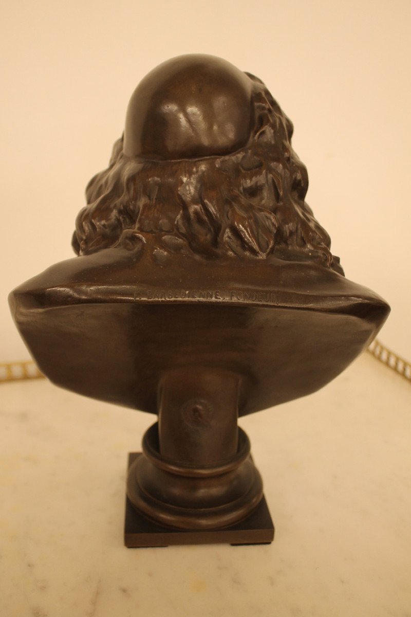 Bust Of Molière In Bronze, Barbedienne Founder-photo-2