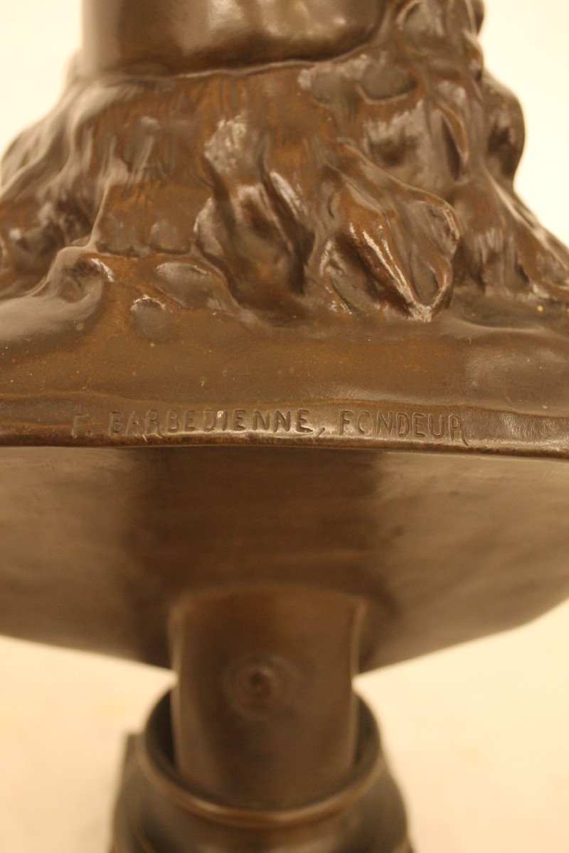 Bust Of Molière In Bronze, Barbedienne Founder-photo-4