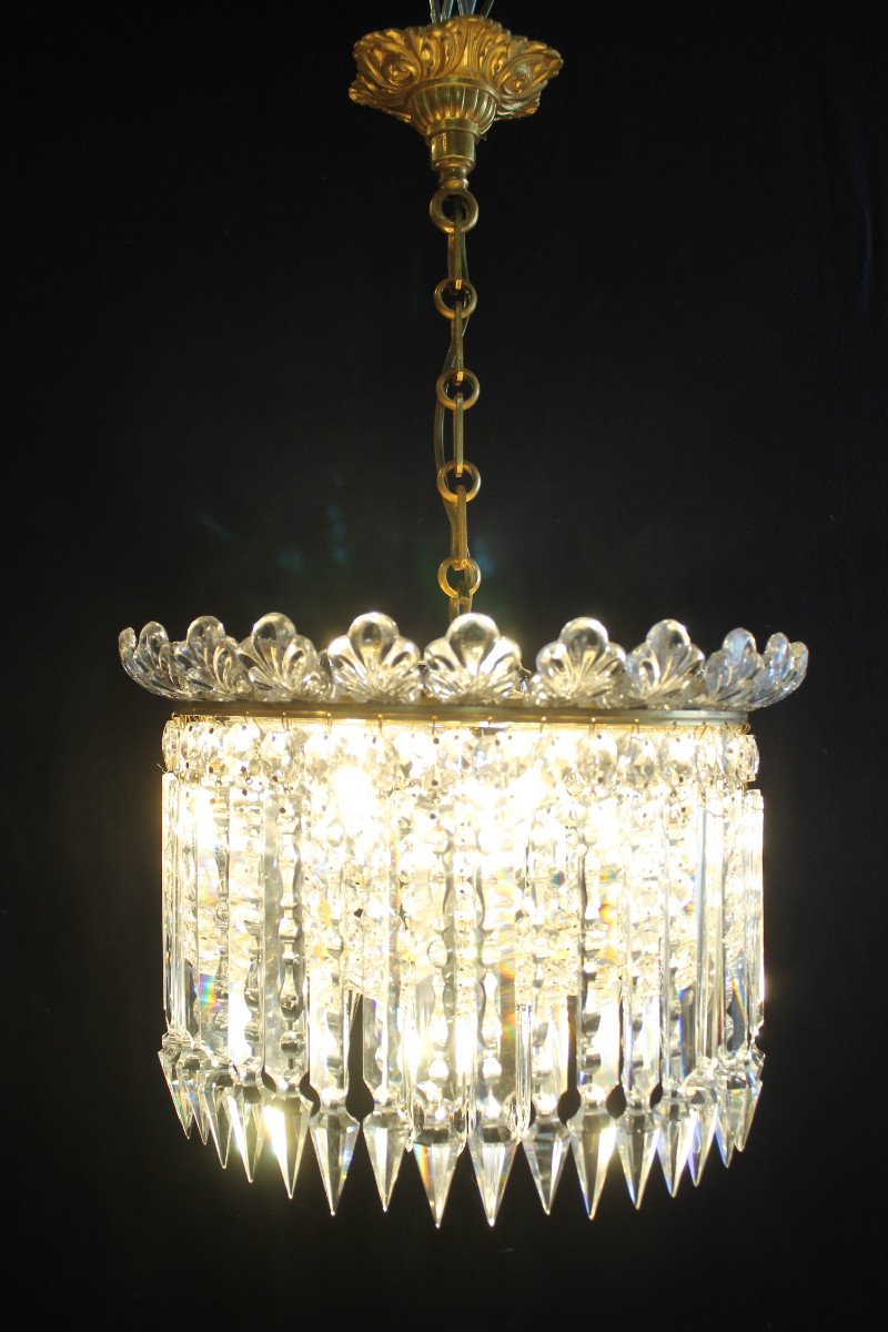 Baccarat - Ceiling Chandelier With Large Prisms, Circa 1900-photo-2