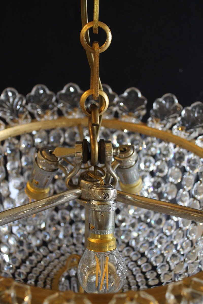 Baccarat - Ceiling Chandelier With Large Prisms, Circa 1900-photo-4