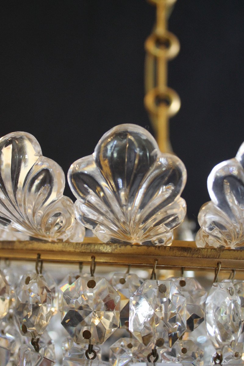 Baccarat - Lustre Plafonnier à Grands Prismes, Circa 1900-photo-6