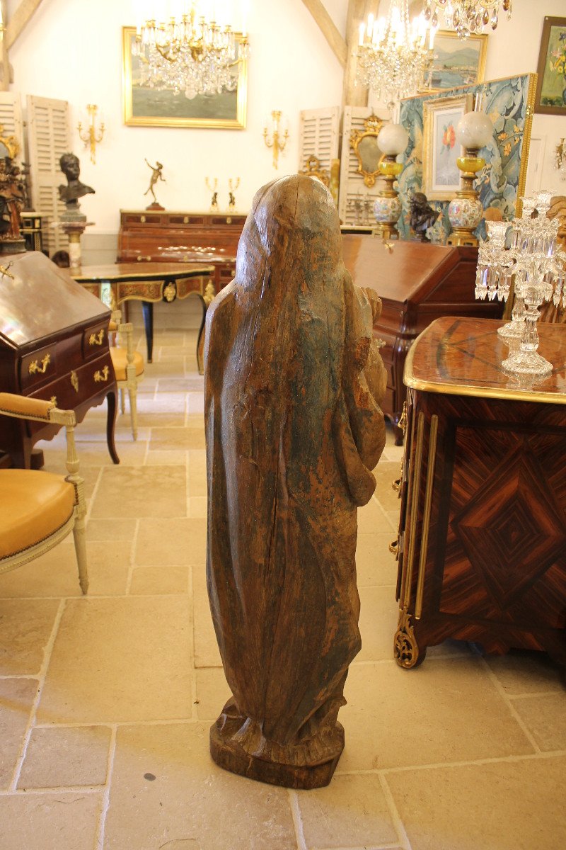 Important Virgin In Oak, 17th Century Period-photo-4