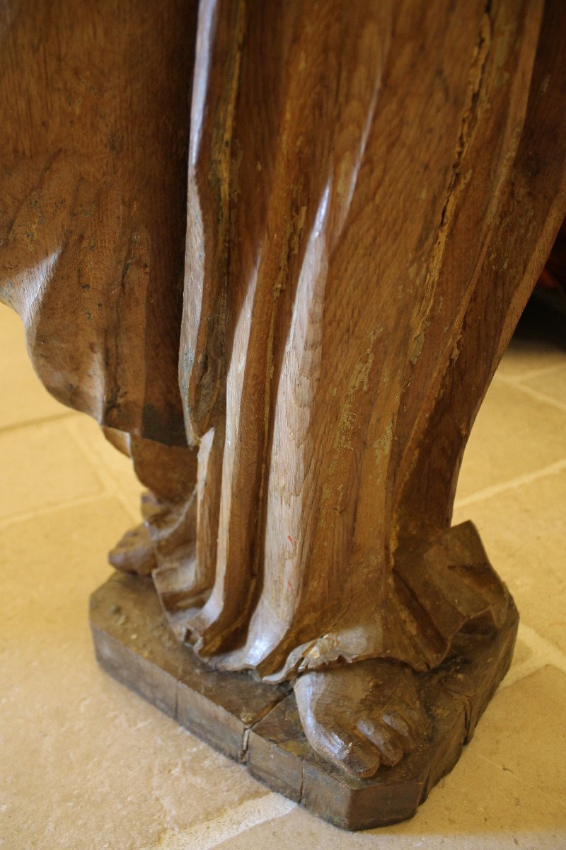 Important Virgin In Oak, 17th Century Period-photo-6