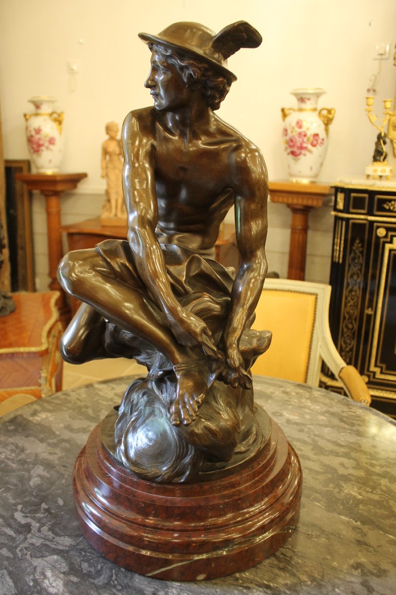 Mercury - Important Bronze Sculpture By Eugène Cornu (1827-1899)-photo-2