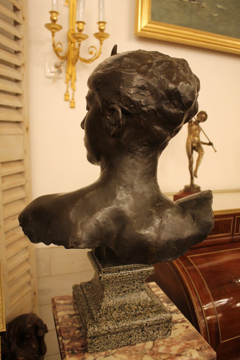 Alexandre Falguière (1831-1900) - Bust Of Diana The Huntress In Bronze-photo-4