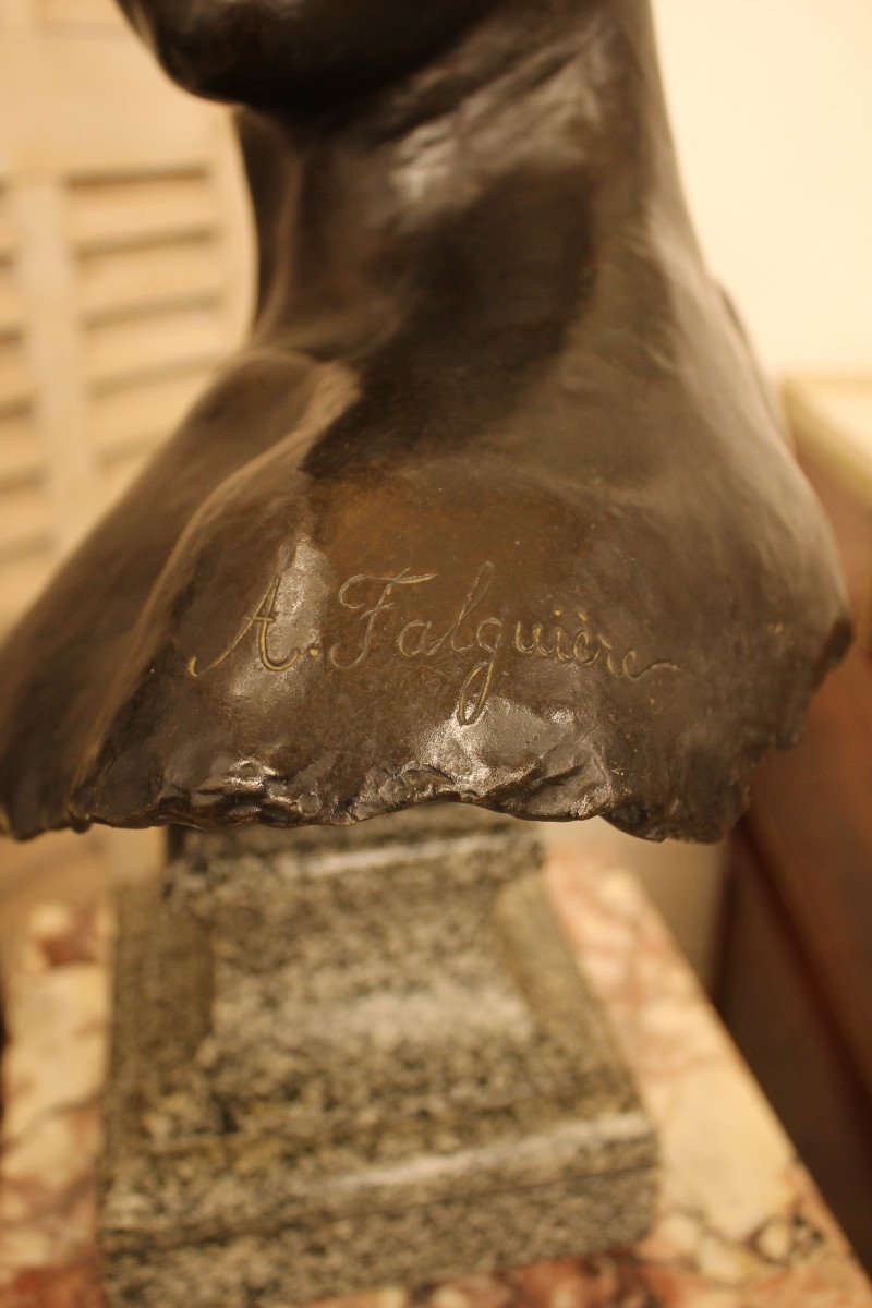 Alexandre Falguière (1831-1900) - Bust Of Diana The Huntress In Bronze-photo-5