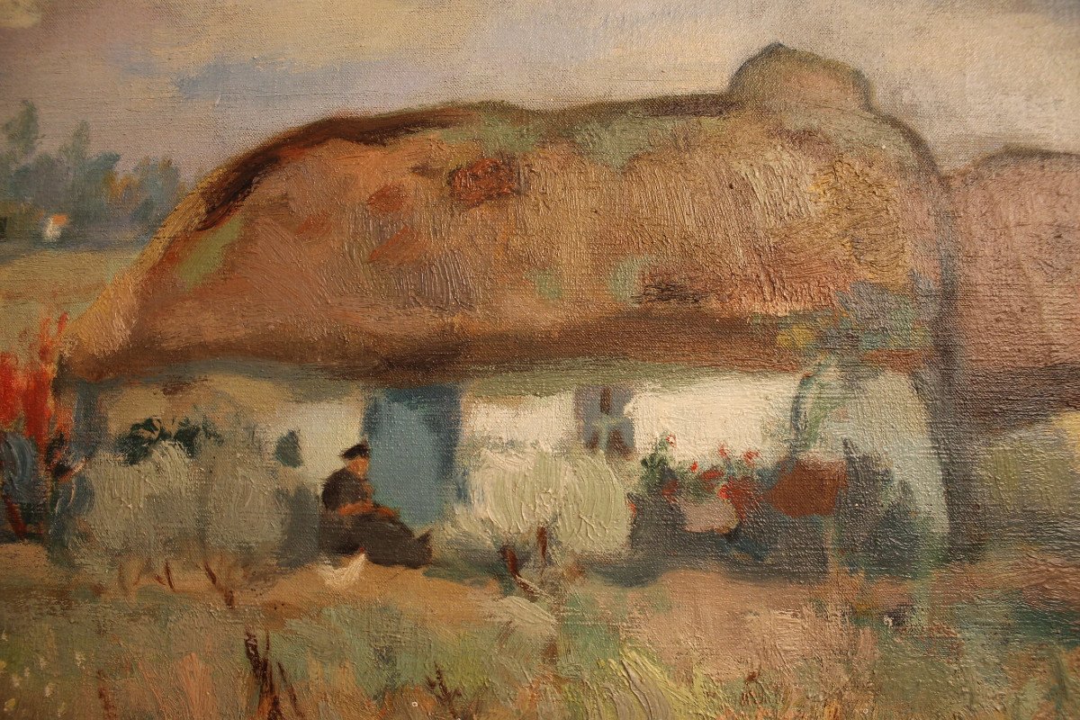 Henry Simon - Vendée Marshes, Important Oil On Canvas-photo-1