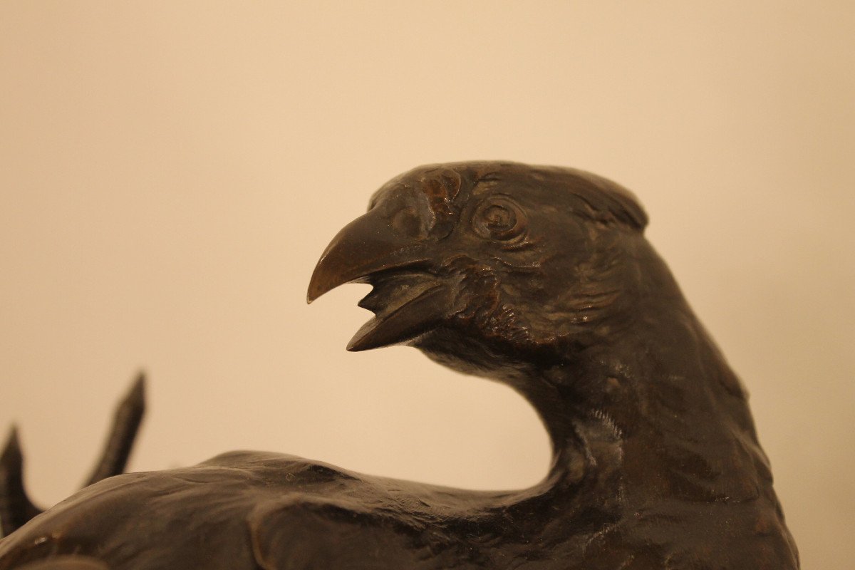 Lienard Emile - Spaniel With Pheasant, Important Bronze Sculpture-photo-5