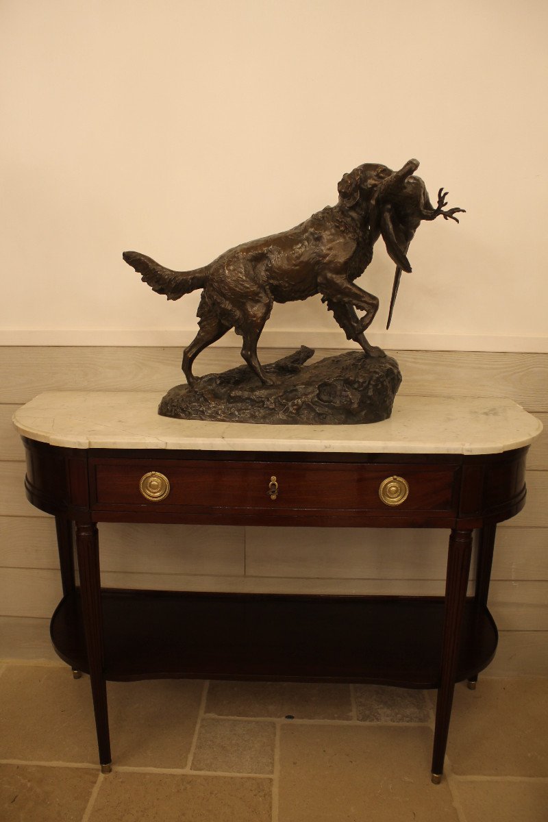 Lienard Emile - Spaniel With Pheasant, Important Bronze Sculpture-photo-8