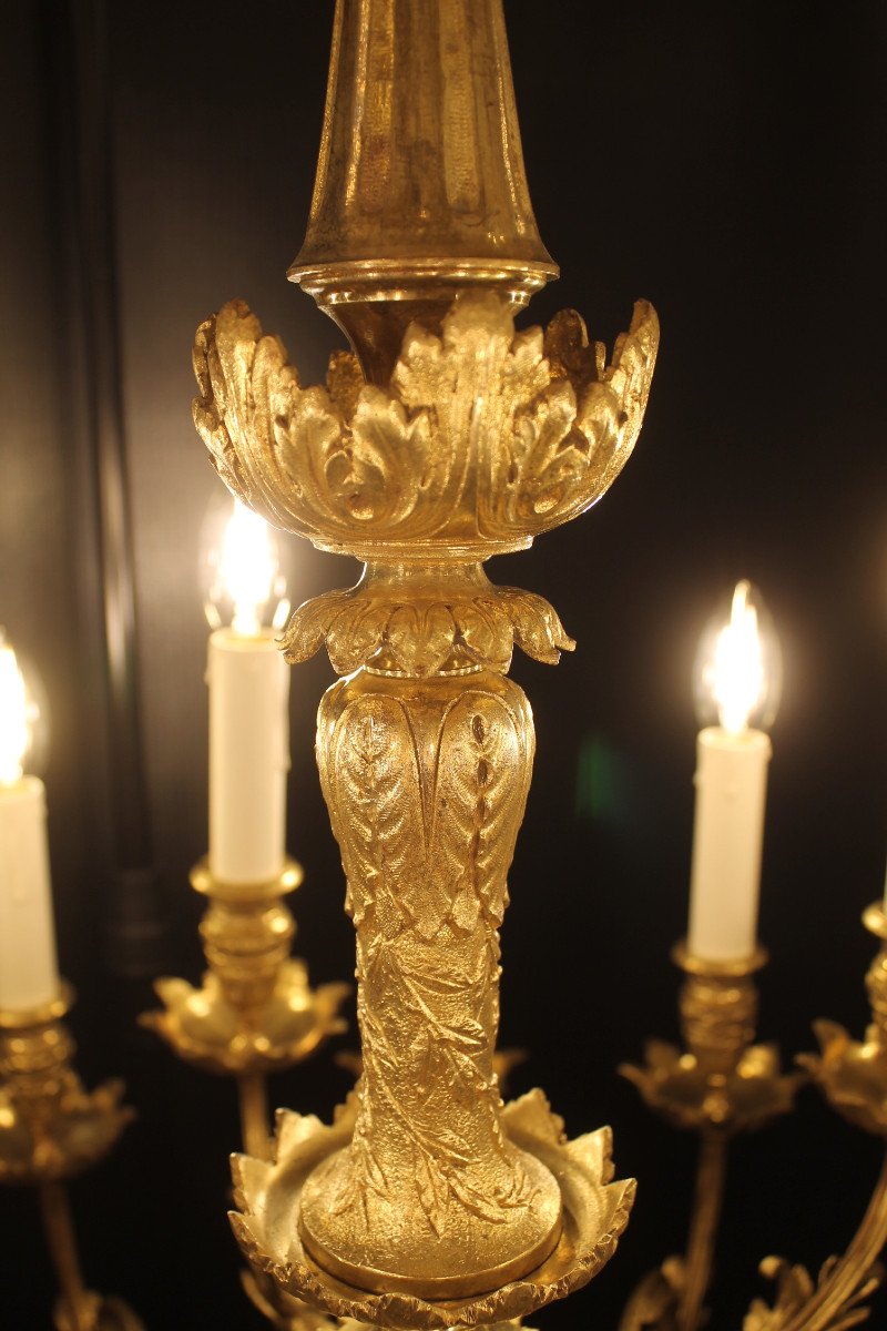 Chandelier With 18 Lights In Chiselled And Gilded Bronze, Napoleon III Period-photo-3