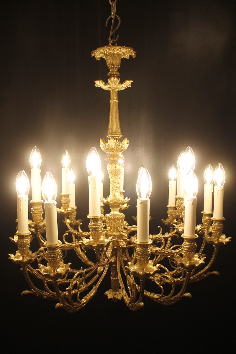 Chandelier With 18 Lights In Chiselled And Gilded Bronze, Napoleon III Period