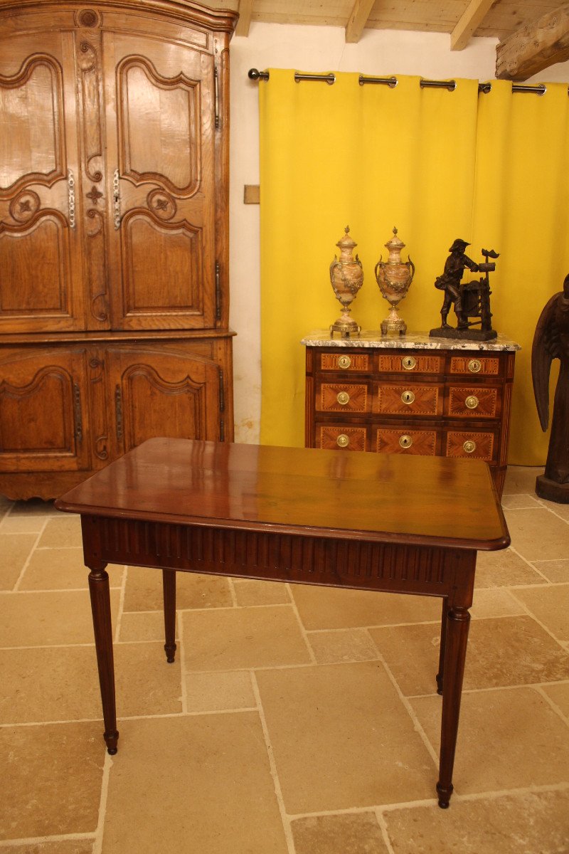 Table Bureau En Acajou Massif, Bordeaux, époque Louis XVI-photo-7