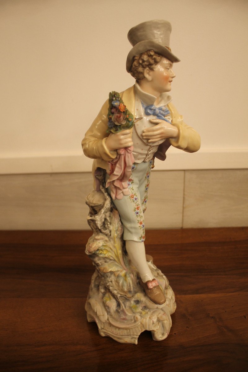 Couple Galant En Porcelaine De Meissen-photo-1