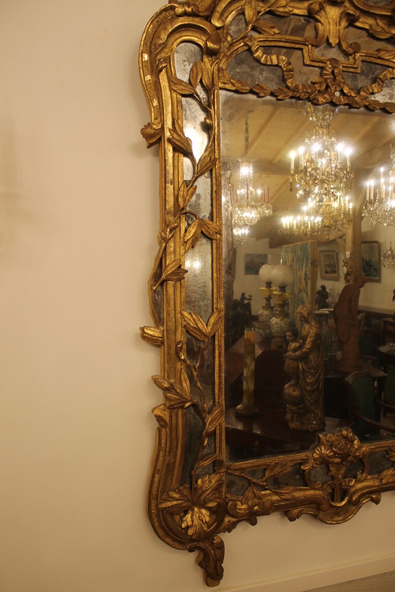 Large Provencal Mirror With Parecloses, Louis XV Period-photo-5