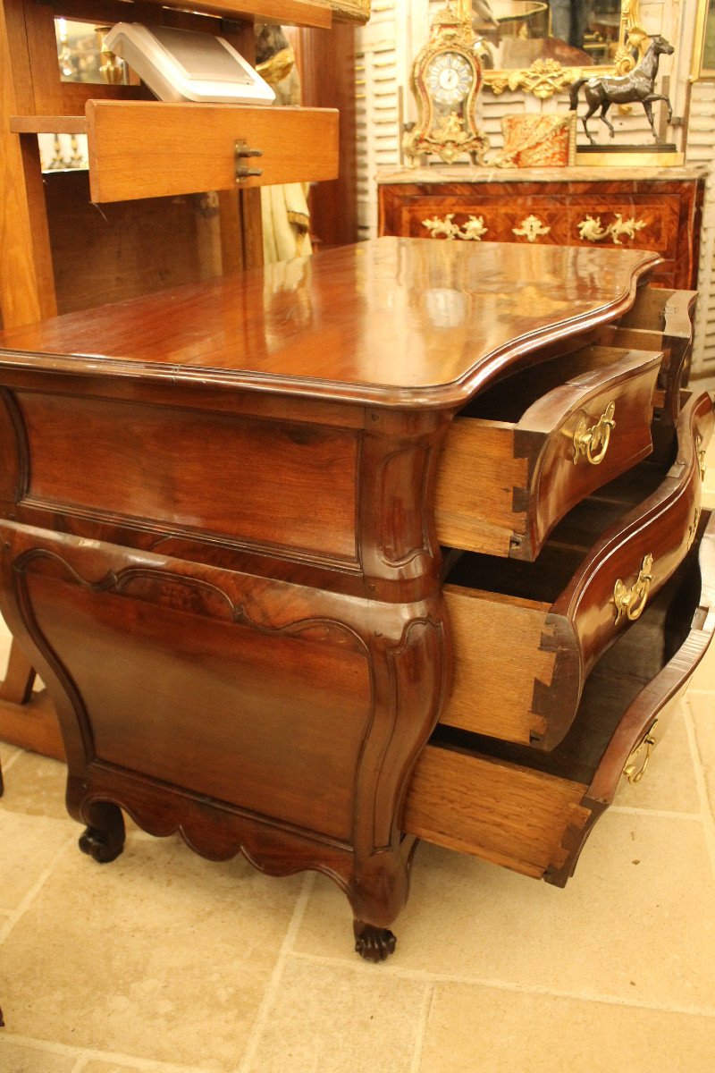 Commode Tombeau Louis XV En Acajou Massif, Bordeaux, époque XVIIIe Siècle-photo-3