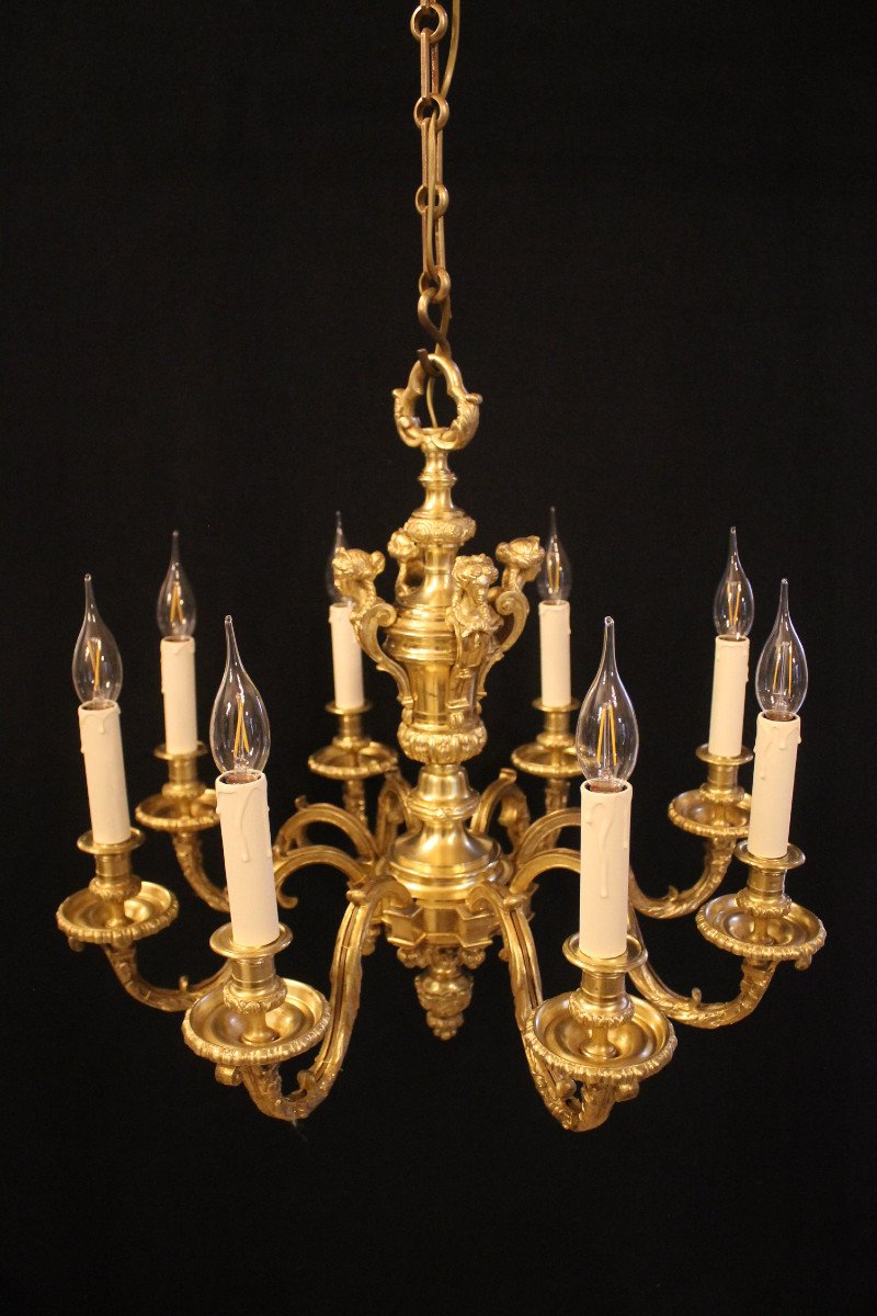 Lustre En Bronze Doré De Style Régence, époque Fin XIXe Siècle