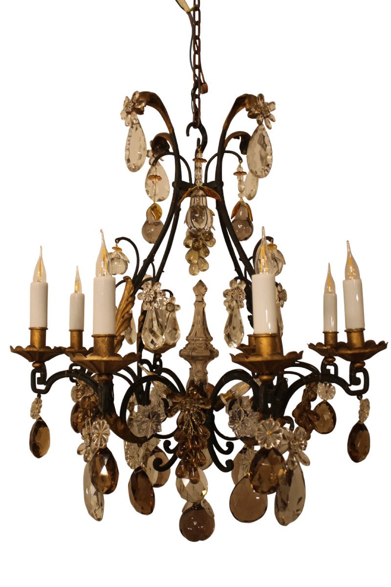 Eight-light Cage Chandelier Attributed To Baguès, Circa 1900