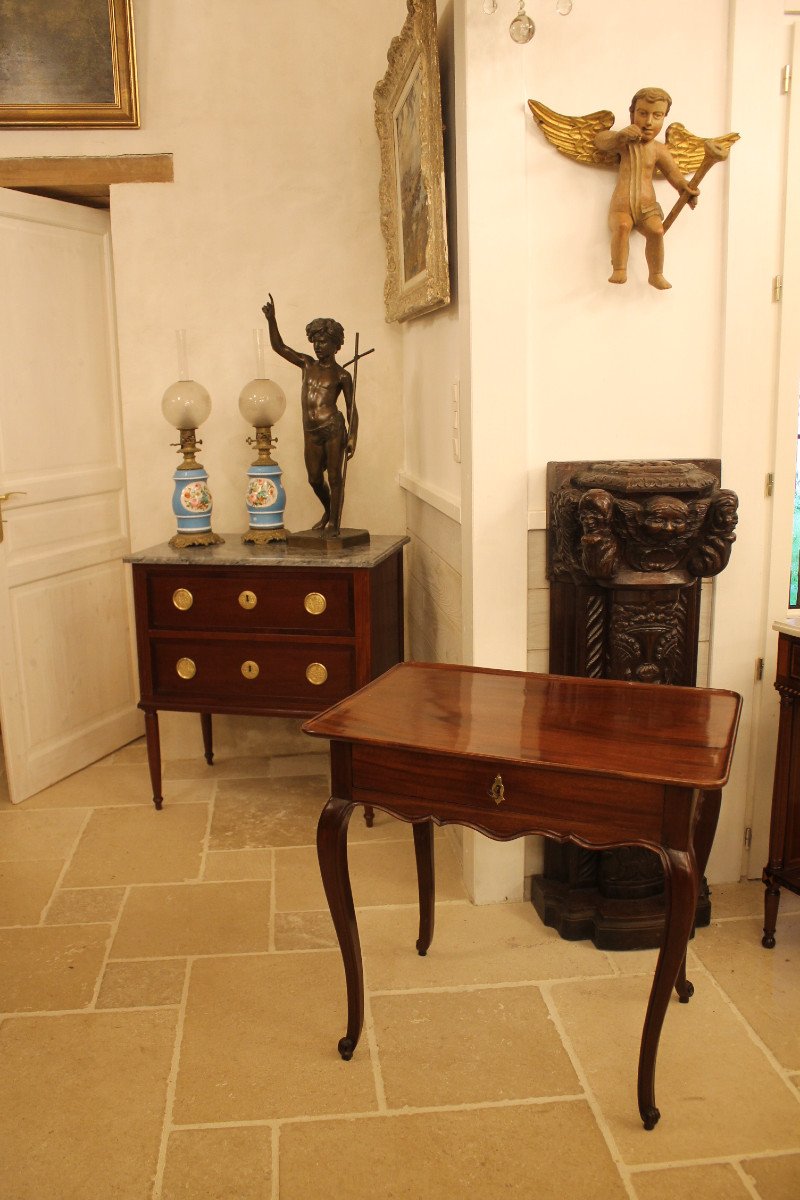 Cabaret Table In Solid Mahogany, Nantes, Louis XV Period-photo-8