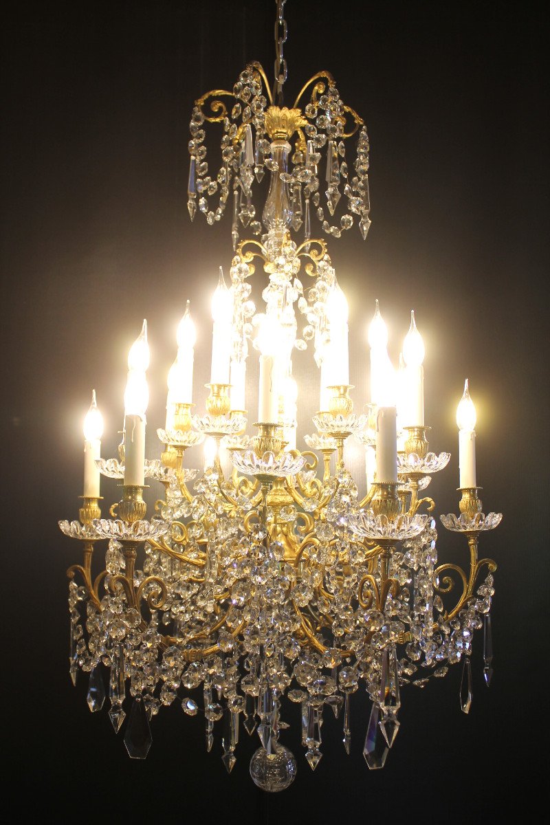 Baccarat, Important Lustre à 18 Feux, Milieu Du XIXe Siècle