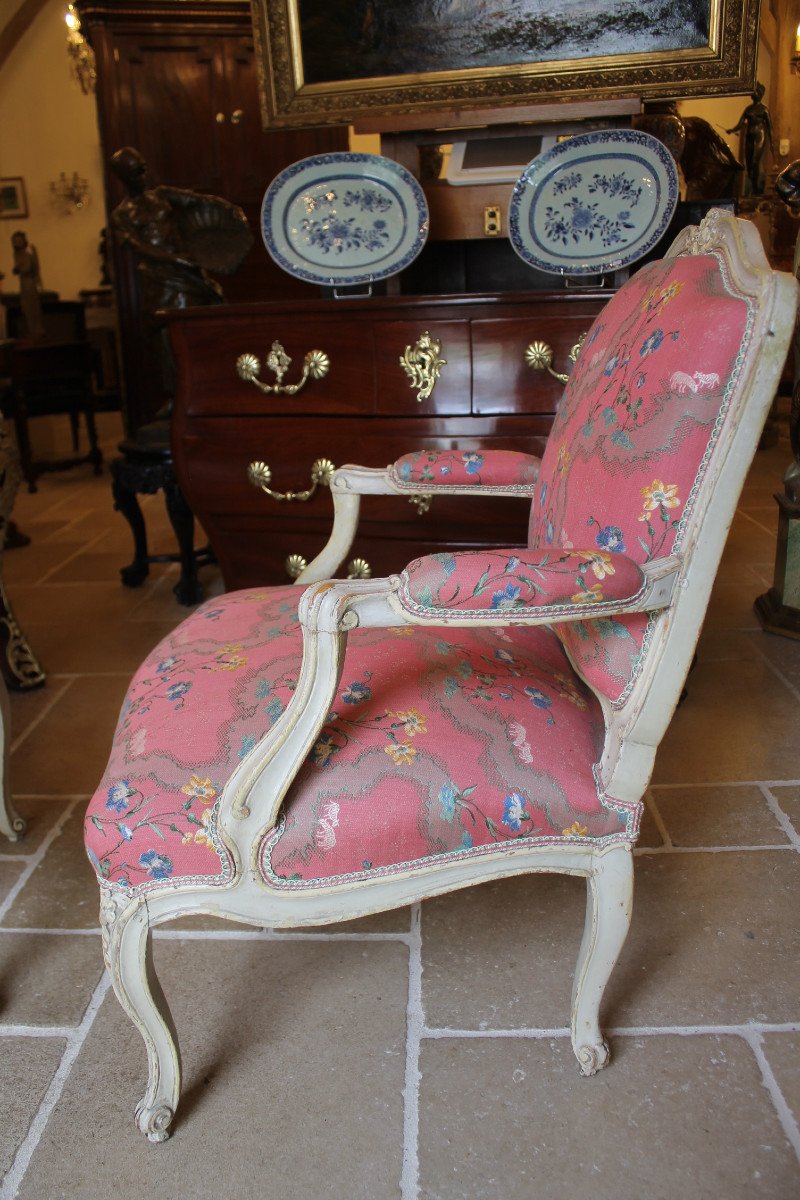 Suite Of Four Armchairs To The Queen, Louis XV Period, Stamped Ib Lelarge-photo-4