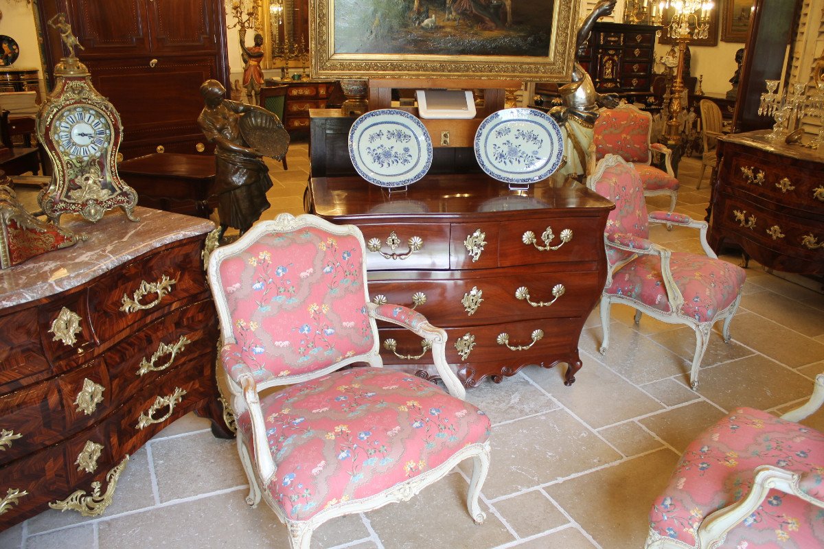 Suite Of Four Armchairs To The Queen, Louis XV Period, Stamped Ib Lelarge-photo-6