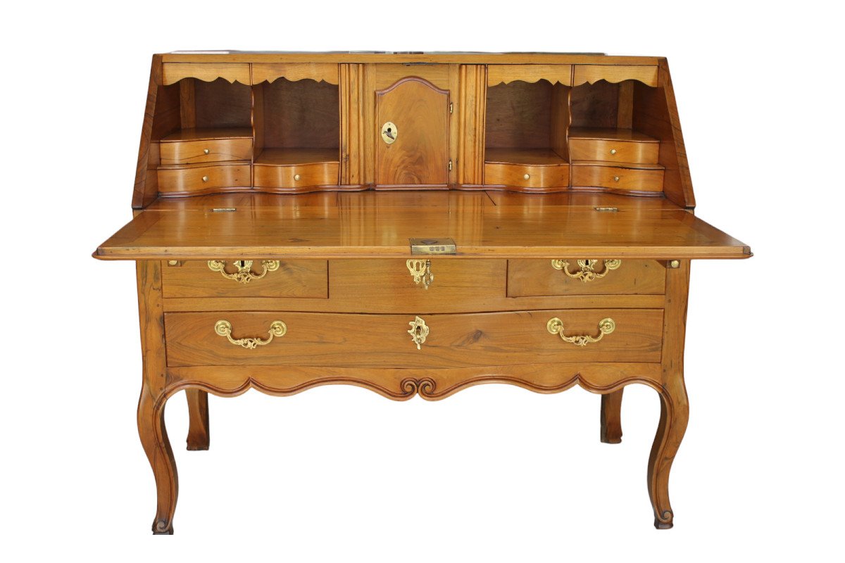 Solid Manchineel Sloping Desk, Nantais Work, Louis XV Period