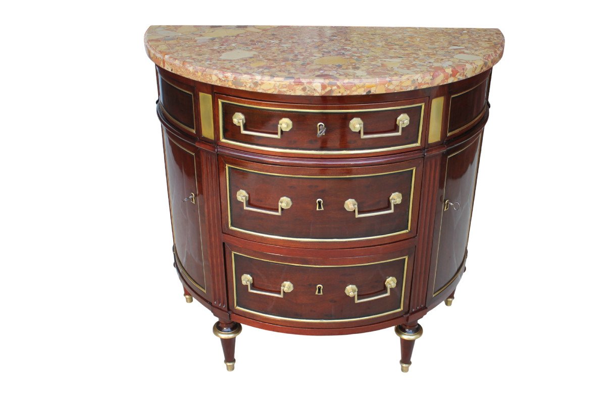 Commode Demi Lune Louis XVI, Fin Du XVIIIème Siècle