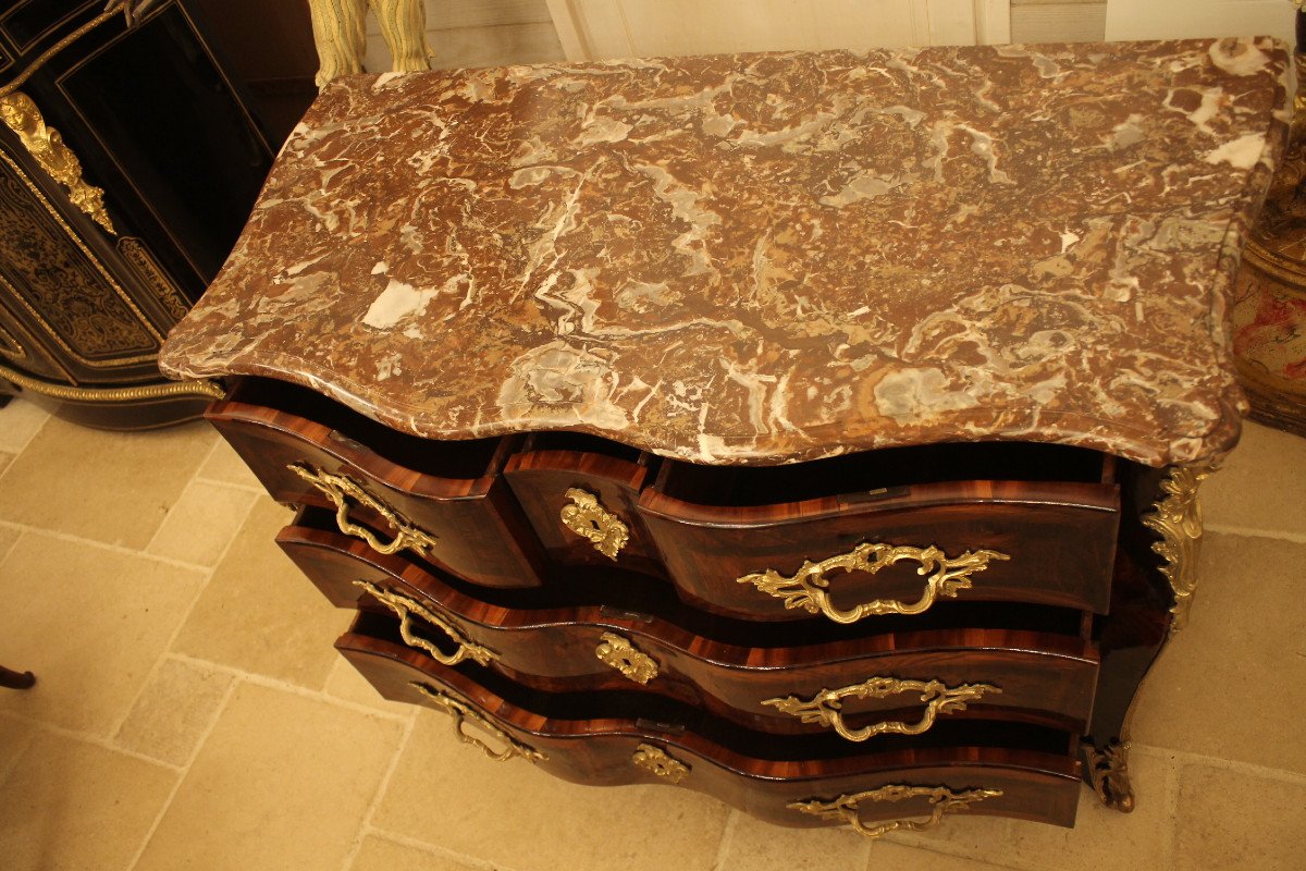 Commode Louis XV Estampillée G.SCHWINGKENS, Bronzes Au C Couronné-photo-3