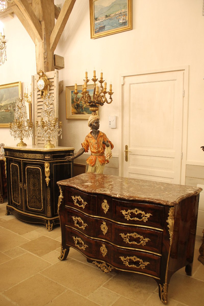 Commode Louis XV Estampillée G.SCHWINGKENS, Bronzes Au C Couronné-photo-8