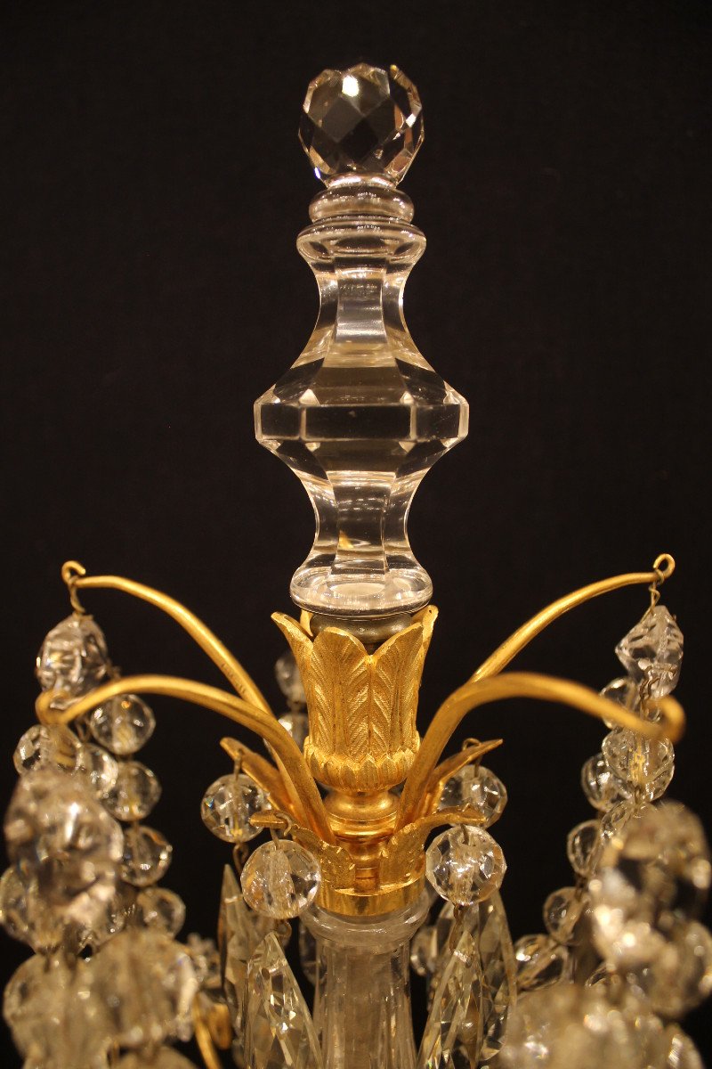 Pair Of Bronze And Crystal Girandoles, Napoleon III Period-photo-5