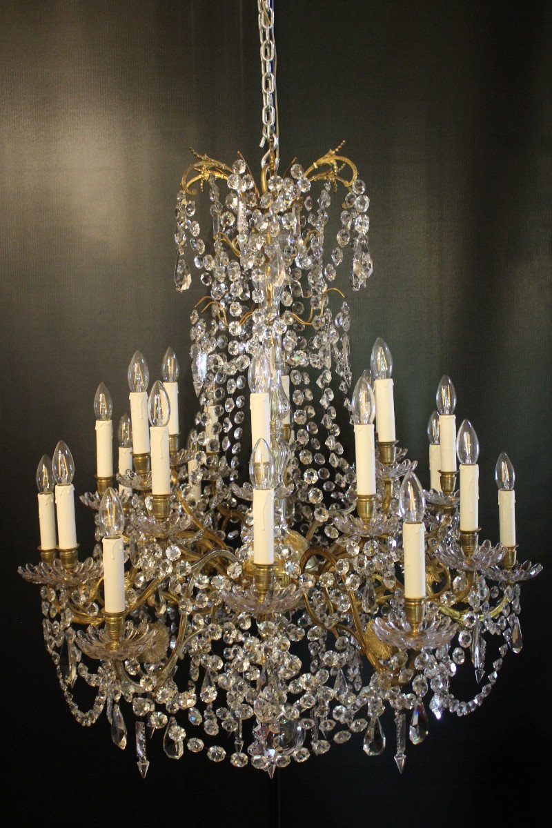 Important Bronze And Crystal Chandelier With 24 Lights, Napoleon III Period-photo-2