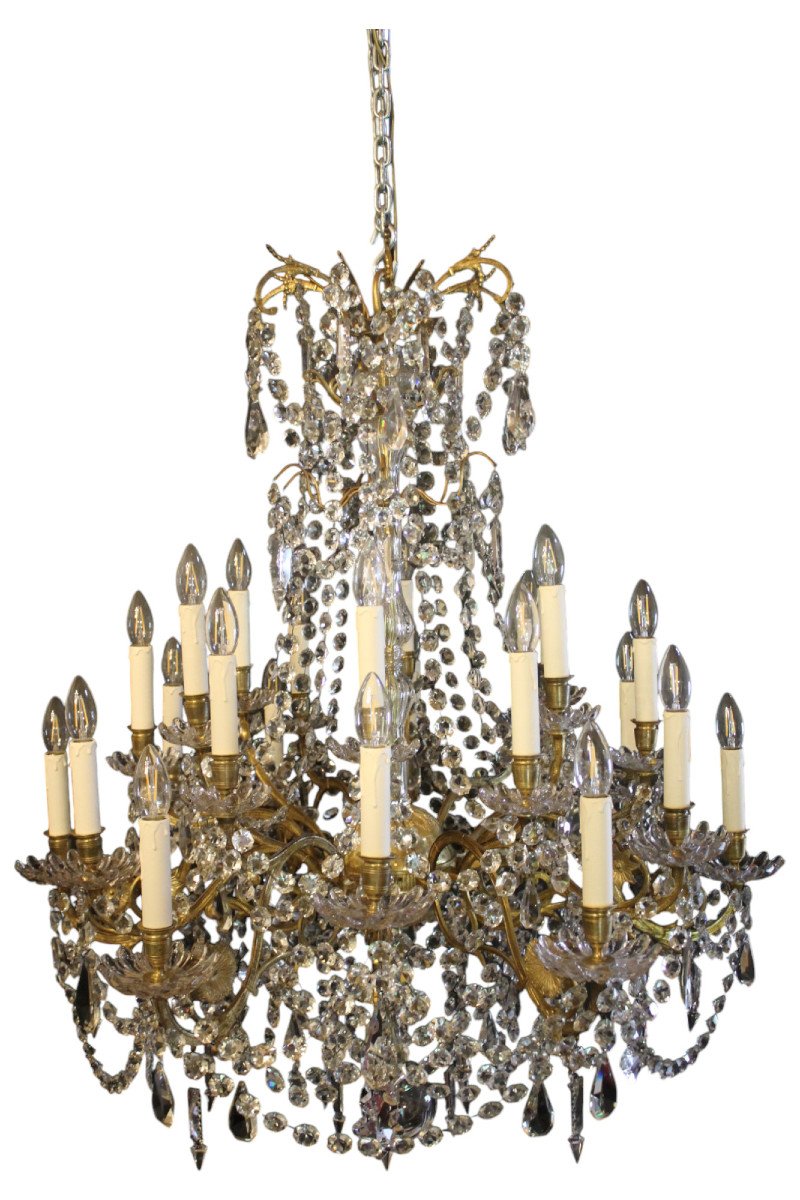 Important Bronze And Crystal Chandelier With 24 Lights, Napoleon III Period-photo-1