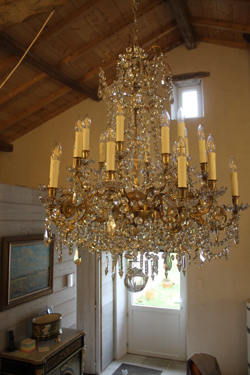 Important Bronze And Crystal Chandelier With 24 Lights, Napoleon III Period-photo-8