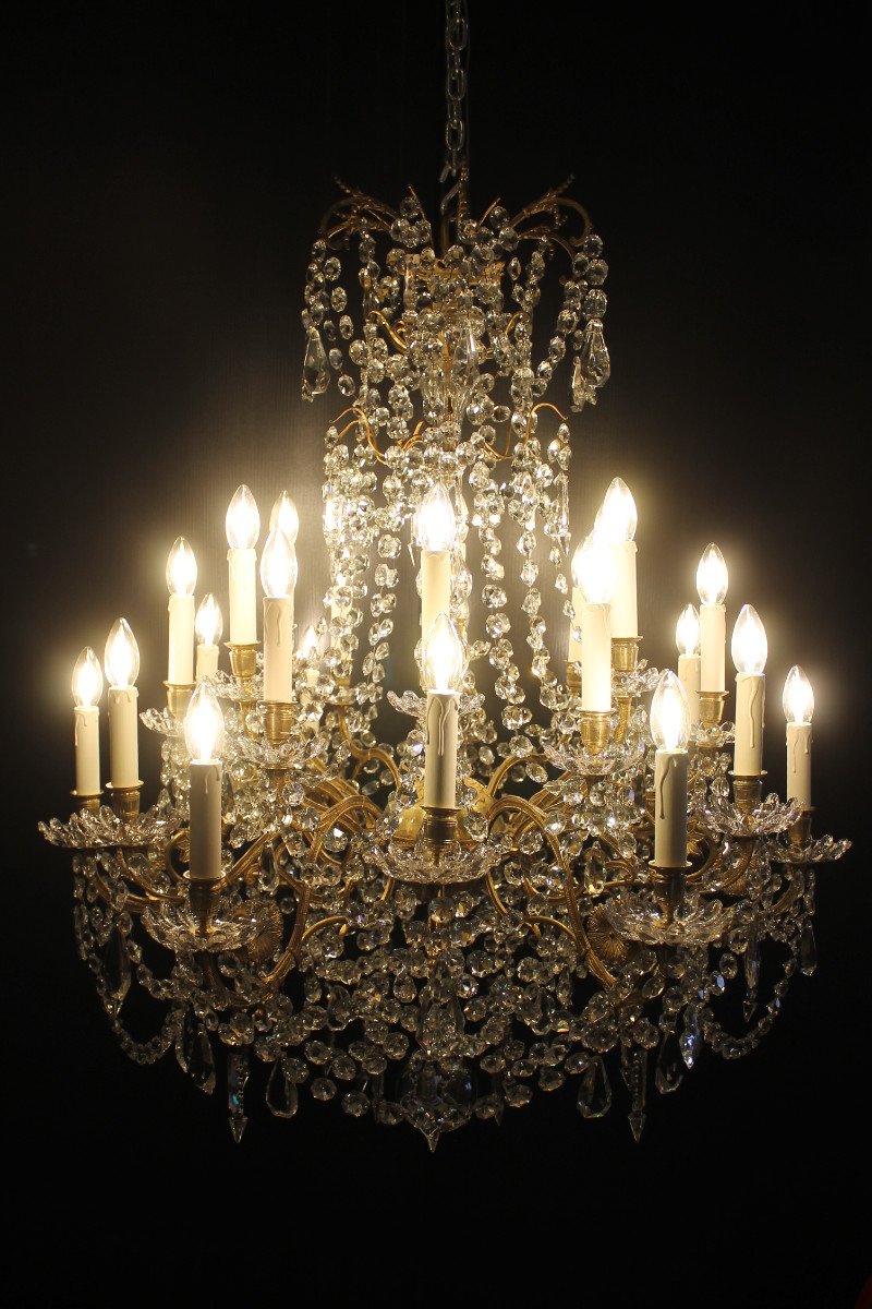 Important Bronze And Crystal Chandelier With 24 Lights, Napoleon III Period