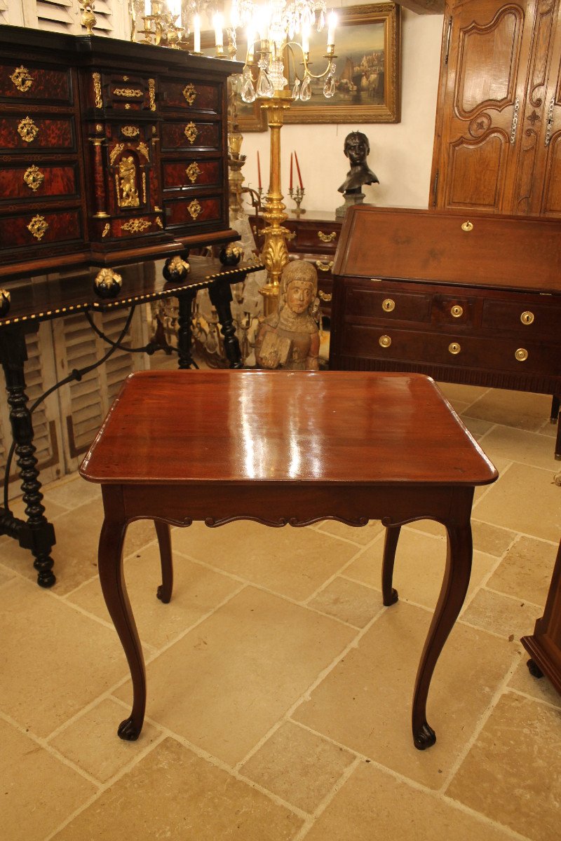 Louis XV Cabaret Table In Solid Mahogany-photo-2