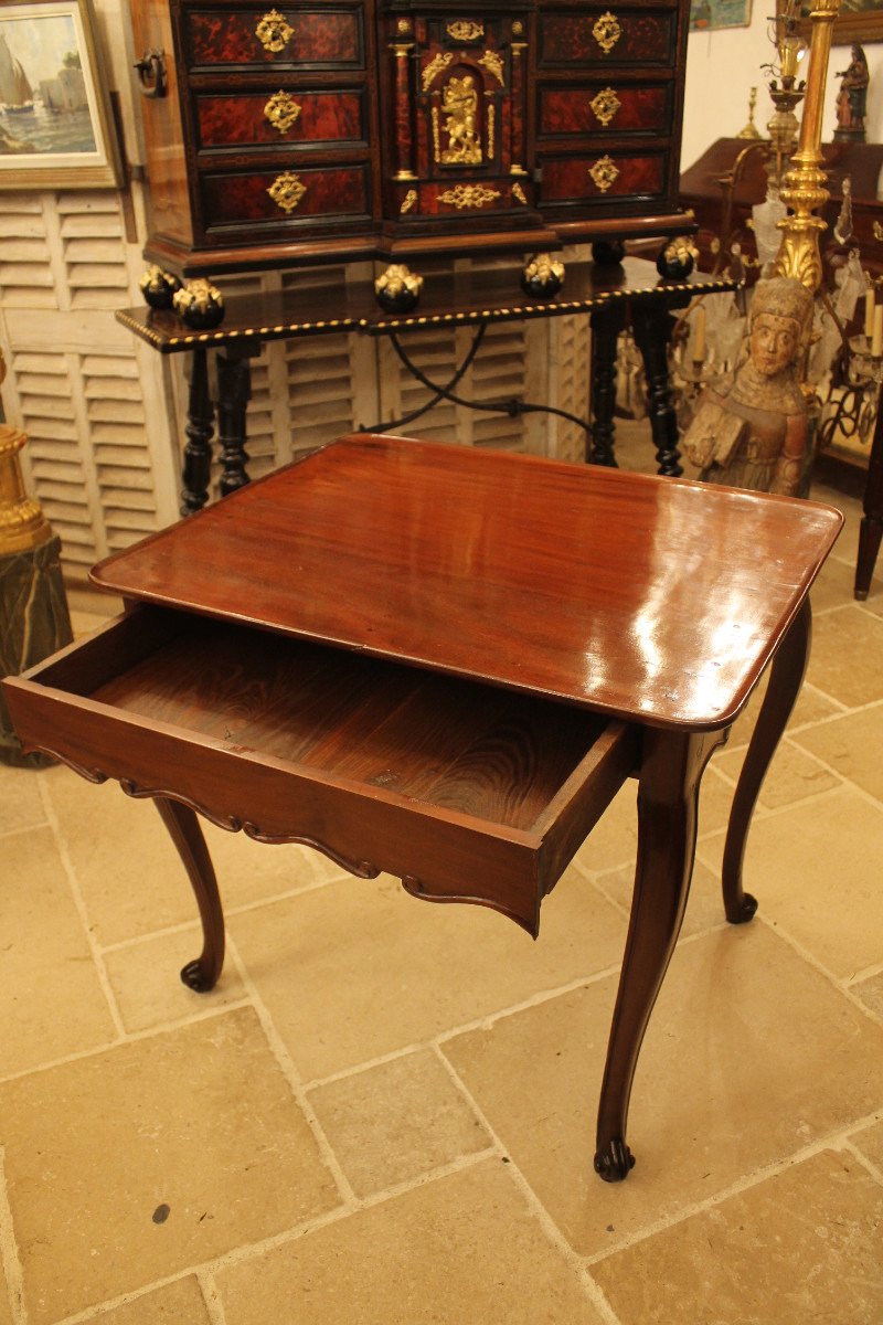 Louis XV Cabaret Table In Solid Mahogany-photo-3