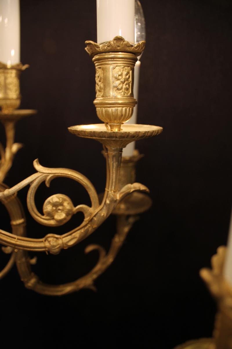 Louis XVI Style Bronze Chandelier, Napoleon III Era-photo-6