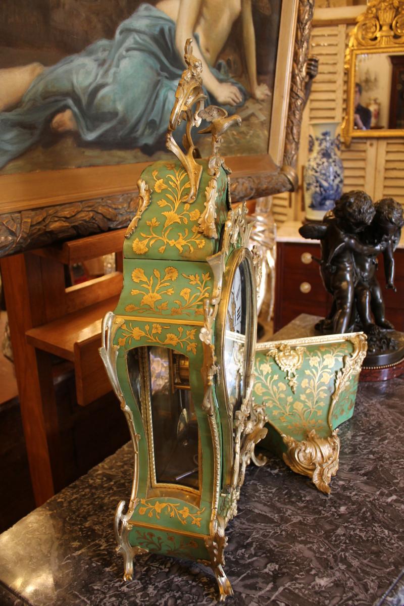 Cartel And Console In Green Horn, Louis XV-photo-3