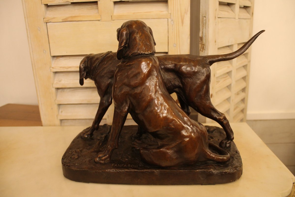 Brillador And Fanfaron Pack Dogs, Bronze By Auguste Cain (1821-1894), Fonte Susse-photo-4