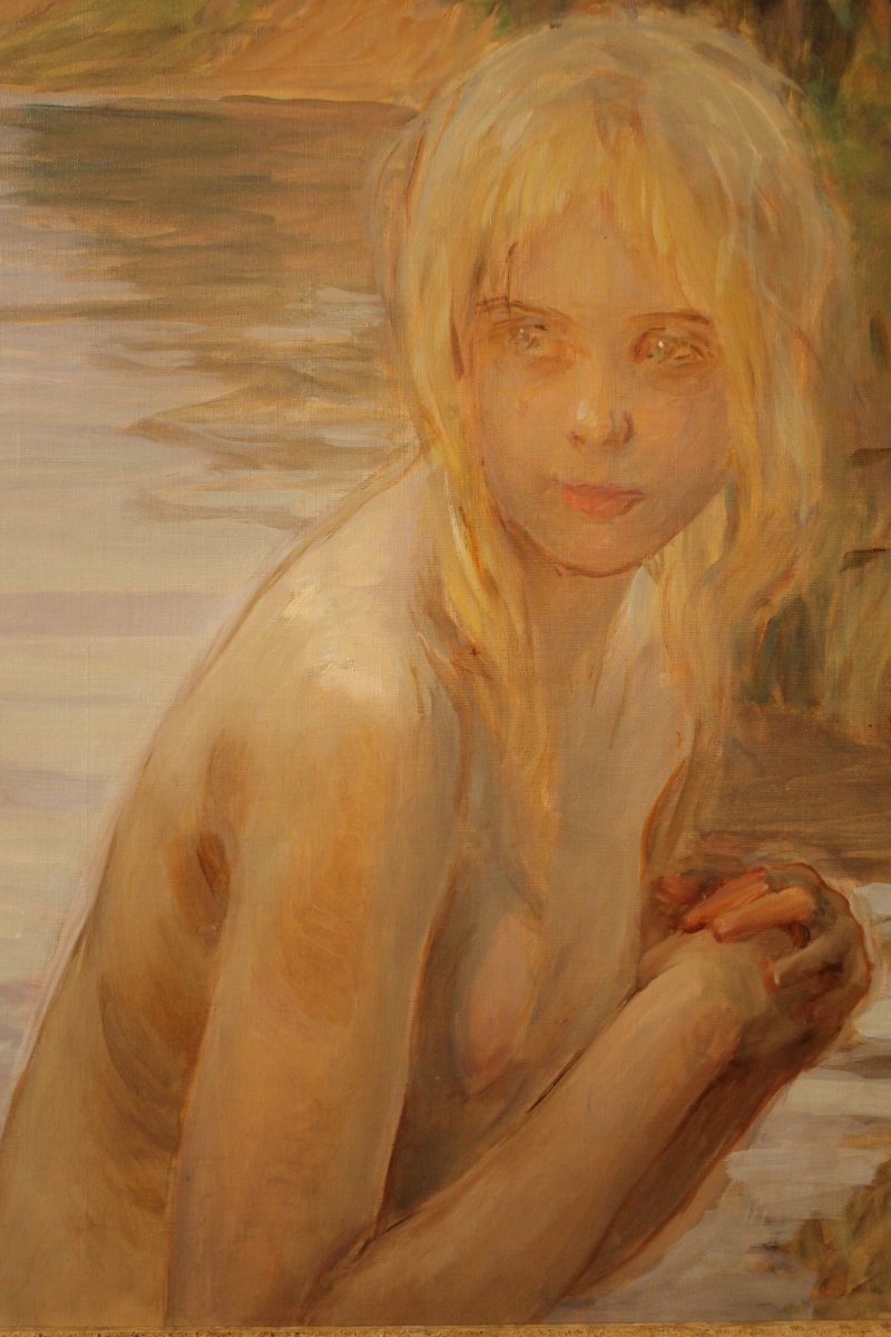 Chabas Paul Emile (1869-1937) - The Bather, Oil On Canvas-photo-3