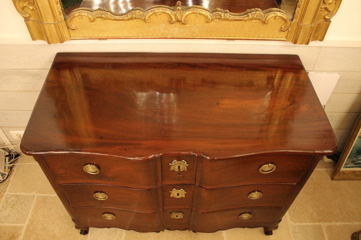 Louis XV Nantes Port Commode In Solid Mahogany-photo-2