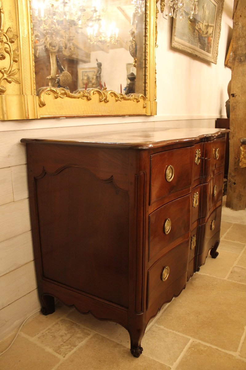 Louis XV Nantes Port Commode In Solid Mahogany-photo-3